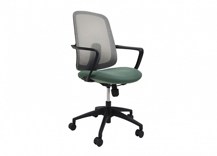 Фото Кресло офисное FUN BLACK | ФАН БЛЭК, топ-ган, поясничный упор, сетка/ткань () 1